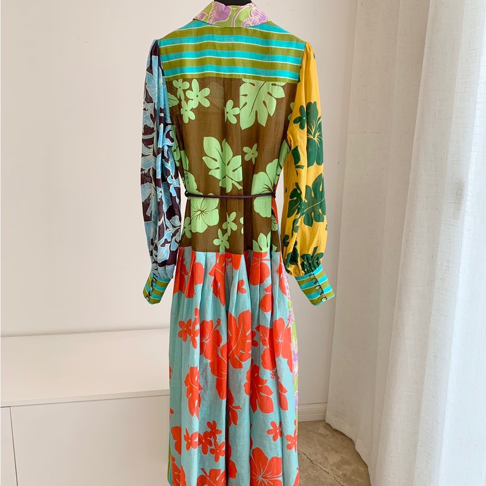 ALEMAIS Multicolor Floral Patchwork Long Sleeve Maxi Dress - Picture 4 of 8
